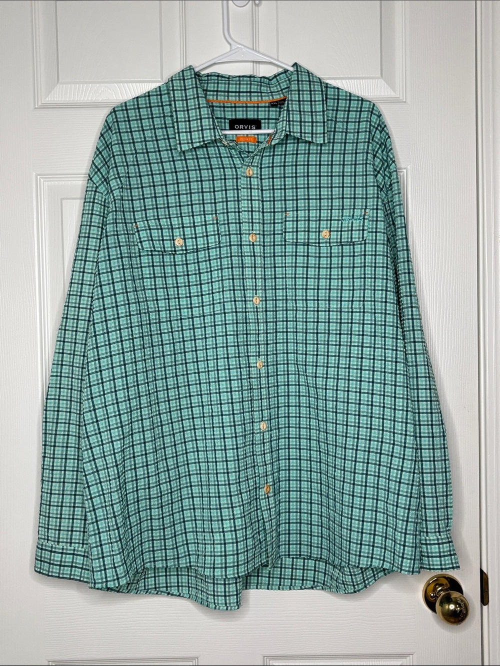 Orvis Men's Active Fit Plaid Performance Button-Down Shirt Size XXL